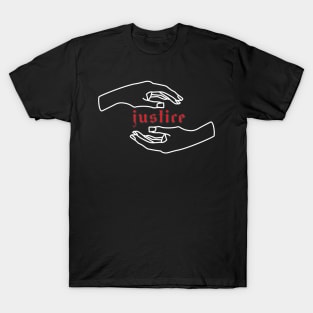 Red justice lettering T-Shirt